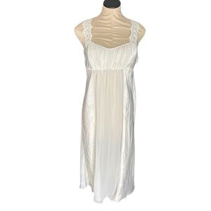 Vintage 90s Oscar De La Renta Pink Label CottageCore Maxi Satin Slip Dress
